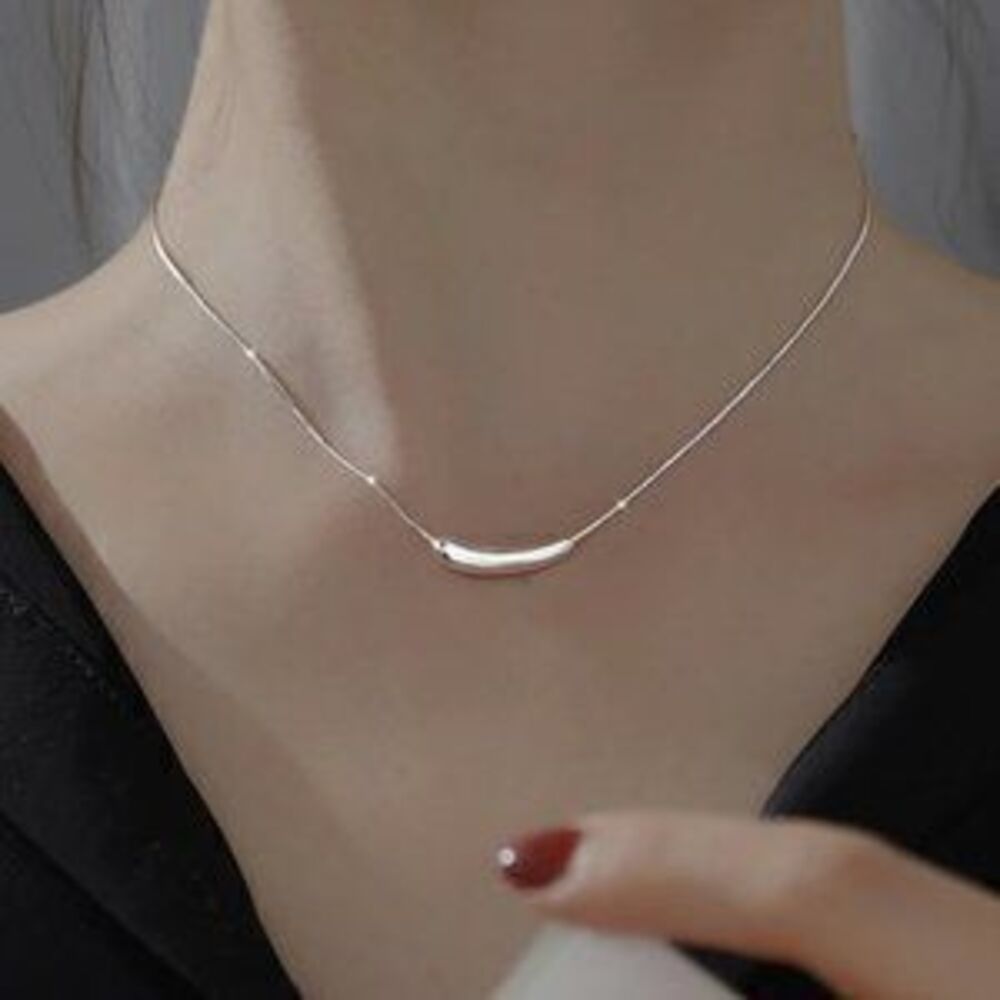 NEW 925 Sterling Silver Simple Bar Necklace